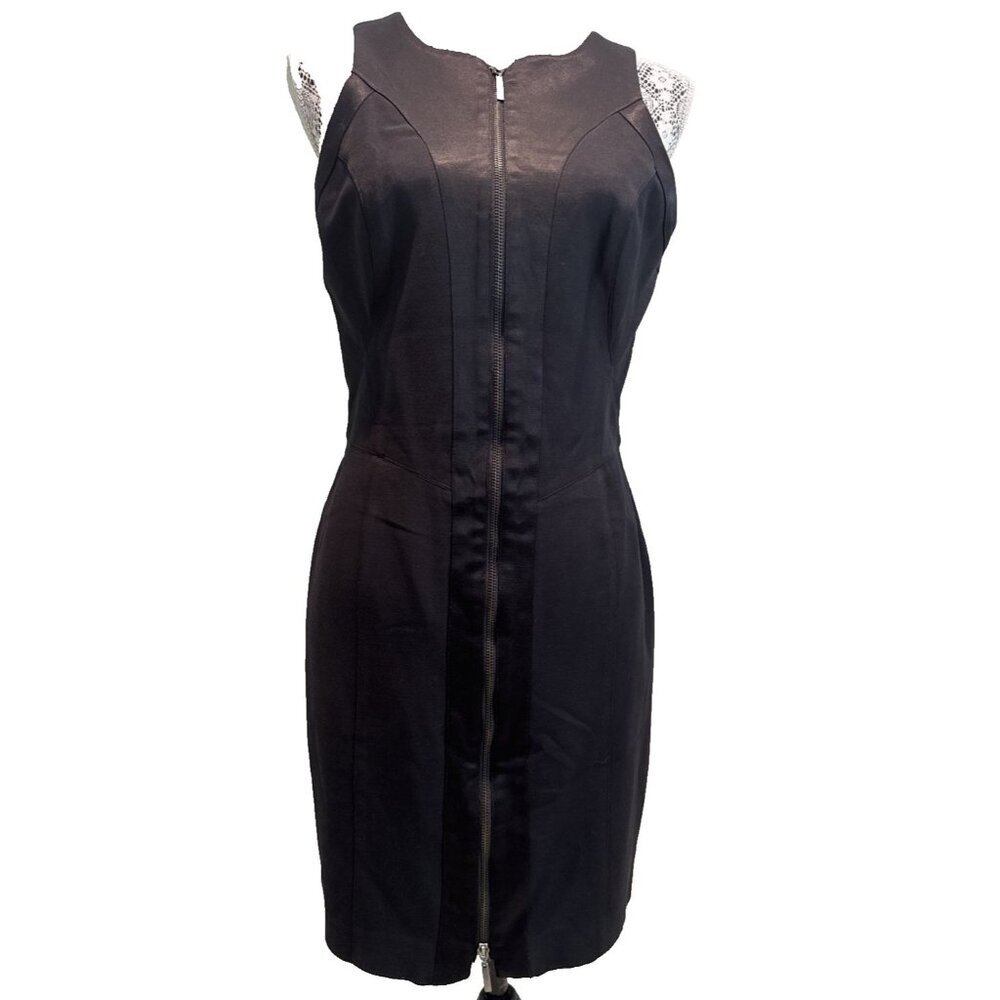 bebe, little black dress, bodycon, zipper front,‎ sleevless, Sexy,gothic, biker